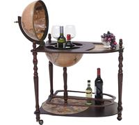 Globe Terrestre, Bar De Salon Hwc-T875, Minibar Roulant, Bois D'eucalyptus Multicolore