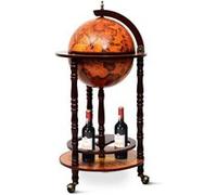 bar globe giantex terrestre vintage mappemonde en bois d'eucalyptus porte-bouteilles 16e siècle G