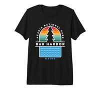 Bar Harbor Maine Acadia National Park Pin Tree Retro années 70 T-Shirt Haut de Gamme