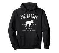 Bar Harbor Maine USA Souvenir Motif élan Vieilli Sweat à Capuche