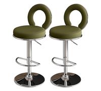 Bar Le comptoir pivotant tabourets Argent avec des chaises Cuir PU réglables en arrière Tabouret d'îlot Cuisine sans Bras élégant orange-1pcs intéressant (Ensemble Vert de 2)
