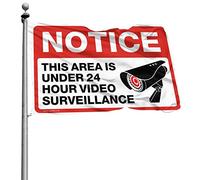 Bar Man Cave Decor Notice - This Area Is Under 24 Hour - Drapeau de vidéosurveillance - Drapeau d'été - Décoration de salle de jeux (152 x 244 cm)