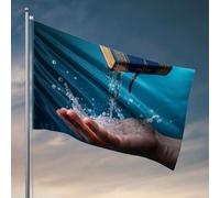 Bar Man Cave Decor Water Flows From Knowledge Into Hands. Drapeau pour chambre de fille (152 x 244 cm)