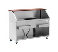 Bar mobile - avec bac à glace et porte-bouteilles - comptoir 150 cm effet bois - Royal Catering