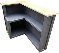 Bar moderne gris foncé/transparent en forme de L pour intérieur et extérieur, bar en bois pour le jardin et la maison, bar pour gin et cocktails, indispensable (140 x 80 x 102 cm, gauche)