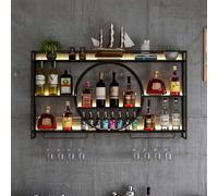 Bar mural pour petit déjeuner avec porte-bouteilles pour étagère de réfrigérateur, maison, pub, unité à vin, étagères en métal, support en verre mince et haut (taille : 120 x 15 x 80 cm, couleur :