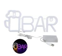 Bar Neon Signs, LED Neon Sign Bar Shape Design Party Wall Decor Battery Powered LED Lights for Home Bistro, Pub (Purple BAR)