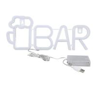 Bar Neon Signs, LED Neon Sign Bar Shape Design Party Wall Decor Battery Powered LED Lights for Home Bistro, Pub (White BAR)