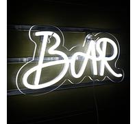BAR Neon Signs White Neon Lights Neon Bar Sign Lights for Living Room Wall Decor Pub Noël, Cadeaux d'anniversaire (Blanc)