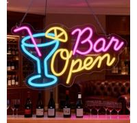 Bar Open Néon, 44 X 30 cm Enseigne Lumineuse Bar, Enseigne Lumineuse Cocktail, Panneau Néon Bar Open USB Alimenté Enseignes Lumineuses Pour Les Bars, Club, Bistro, D'anniversaire
