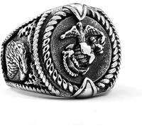 Bar Rot Chevalière vintage en acier inoxydable avec ancre viking pour homme, garçon, punk, hip-hop, aigle, bijoux de rue, cadeau, Argenté, acier inoxydable, Aucune pierre précieuse