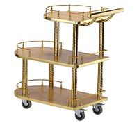 Bar Serving Cart for Hotel Business Restaurant, Modern Design 3 Tiers Cart on Wheels Serving Drinks Trolley Bar Catering Trolley Storage | Size:82.5 X 77 X 40 Cm,Golden