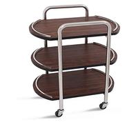 Bar Serving Cart for Hotel Business Restaurant, Modern Design 3 Tiers Kitchen Trolley Bar Cart on Wheels Easy to Put Wood and Metal for Home, Living Room | Brown