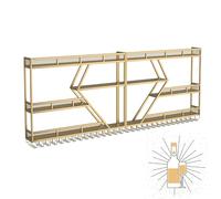 Bar Shelf Mur Murd Metal Rack Wine Rack avec porte-verre suspendu, étagères à barres flottantes, étagère d'alcool, porte-vin murale avec bande lumineuse à LED, porte-rangers à vin pour cuisine, RO