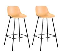 Bar Stool Industrial Farmhouse Barstool with PP Seat, Cafe Pub Kitchen Counter Dining Room Breakfast Bar Chair (White-2ps)