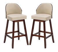 Bar Stool Industrial Farmhouse Barstool with PP Seat, Cafe Pub Kitchen Counter Dining Room Breakfast Bar Chair (White-2ps)