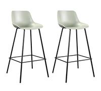 Bar Stool Industrial Farmhouse Barstool with PP Seat, Cafe Pub Kitchen Counter Dining Room Breakfast Bar Chair (White-2ps)