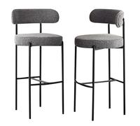 Bar Stool Industrial Farmhouse Barstool with PP Seat, Cafe Pub Kitchen Counter Dining Room Breakfast Bar Chair (White-2ps)