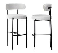 Bar Stool Industrial Farmhouse Barstool with PP Seat, Cafe Pub Kitchen Counter Dining Room Breakfast Bar Chair (White-2ps)