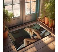 Bar Stuff For Man Cave A Woman In Black Lace Lingerie Sits On A Bed With Floral Pattern Doormat Sweet Home Mat Winter Door Mat Outdoor (65 x 90 cm)