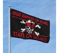 Bar Stuff For Man Cave Pirate What Happens On Board Flag Dorm Room Funny Windsocks Outdoor (30 x 45 cm)