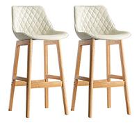 Bar, tabourets comptoir Faux Cuir la Ferme îlot de Cuisine Chaise Haute avec des Jambes en Bois Un Repose-Pieds, Assemblage Facile, Support 330lbs (blanc-2ps, cm 24 Pouces)