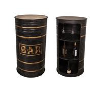 Bar tonneau rond 60x60x110 cm en fer noir et sapin