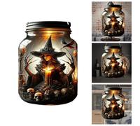 BAr368 Décoration d'Halloween et de jour des morts sorcière en acrylique à suspendre pour fenêtre ou porche (noir, 12,5 x 18 cm)