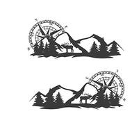 Barabesty Autocollant universel pour carrosserie de véhicule récréatif - Boussole de navigation - Autocollant décoratif pour voiture et remorque