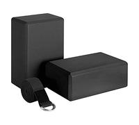 Barabesty Bloc de yoga et sangle - Accessoires de yoga antidérapants en mousse - Noir