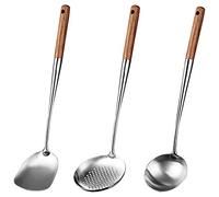 Barabesty Wok et louche, louche, 43,2 cm pour wok, wok en acier inoxydable 304