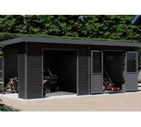 Barac Abri de jardin avec auvent en bois composite 28 mm Onyx - 18 m² - 18-744042
