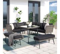 Salon De Jardin 9 Places Résine Tressée Anthracite Gris