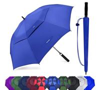 Baraida Grand parapluie de golf surdimensionné à double auvent ventilé, coupe-vent, imperméable, à ouverture automatique pour homme, femme et famille (157,5 cm, bleu roi)