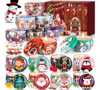 BARAKYEG 16 Bougie Parfumée de Noël Coffret Cadeau Bougies d'Aromathérapie Conserve en Cire De Soja Naturelle L'aromathérapie Mariage Bath Yoga Fête,Bougies Parfumées Ensemble Cadeau,cadeaux femme