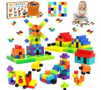 BARAKYEG 80 Pièces Blocs de Construction Magnétiques,10 Couleurs-Cubes Magnétiques Sensoriels,avec Sac de Rangement,Jeu de Construction 3D Créatif,Jouet Éducatif Motricité &Imagination pour 3+ Enfants