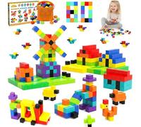 BARAKYEG 80 Pièces Blocs de Construction Magnétiques,10 Couleurs-Cubes Magnétiques Sensoriels,Jeu de Construction 3D Créatif,Jouet Éducatif Montessori,Magnetic pourEnfants 3 4 5 6 7Ans,Sacde Rangement