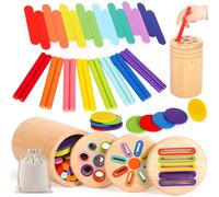 BARAKYEG Jeux Montessori 1 2 3 Ans, 3 en 1 Jouet Enfant 1 2 3 Ans,Apprendre Les Couleurs Jeu Educatif 1 2 3 4 Ans,Jouet d'activité et de Développement Bois pour Tout-Petits1 an Bébé Enfants,Rangement