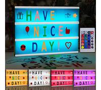 BARAKYEG Light Box,Boite Lumineuse Message,LED Enseigne,Light Box 16 Couleurs par USB et Batterie,avec 192 Lettres et Emojis,Télécommande,Décoration Maison.Idée pour Cadeau Anniversaire et Noël,A4