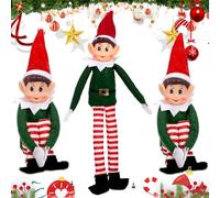 BARAKYEG Lot de 3 Lutin Farceur de Noel,35cm Les Lutins Farceurs,Elfe de Noel Farceur,Corps Mou et Visage en Vinyle,Lutin de Noel,Colorés Lutins Farceurs de Noel,Personnage de Noel,Décoration de Noël