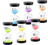 BARAKYEG Lot de 6 mini horloges de sable colorées pour cuisine, kit de minuteries 1/3/5/10/15/30 minutes pour décoration de bureau salle de classe