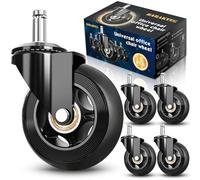 BARAKYEG Roulette Chaise Bureau,Lot de 5 Roues pivotantes pour Fauteuil de Bureau,11x22 mm,Universelles 360°Silencieuses Pas de Tapis Nécessaire,Roues de Remplacement Résistantes à l’Abrasion (Noir)