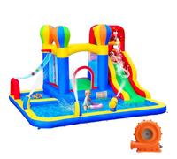 Baralir Château Gonflable avec Ventilateur, Parc Aquatique, Toboggan Sec/Aquatique, 343x338x202 cm, Château Gonflable intérieur/extérieur, Meilleur Cadeau de Vacances/d'anniversaire pour Les Enfants