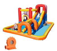 Baralir Château Gonflable avec Ventilateur, Toboggan Sec/Aquatique, Château Aquatique Gonflable/Parc Aquatique, 400x320x200 cm, Château Gonflable intérieur/extérieur pour Enfants de 3 à 10 Ans