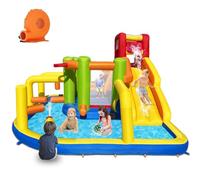 Baralir Château Gonflable XXL avec Toboggan d'eau et Ventilateur - Idéal pour Le Jardin, Maison de Jeu Parfaite pour Les Enfants en Plein air, expérience d'aire de Jeu sûre