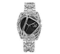 BARAMON Montre à quartz pour homme tendance et unique, style hip-hop, rock punk, décontracté, cool, en acier inoxydable, étanche, pour cadeau, noir
