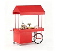 Baraque de Marché, Étal Portable avec Toit et Roulettes Verrouillables, Stand Mobile de Snacks pour Marchés, Foires de Rue, Festivals et Événements(Red,47x28x79in/120x70x200cm)