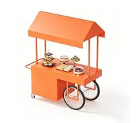 Baraque de Marché, Étal Portable avec Toit et Roulettes Verrouillables, Stand Mobile de Snacks pour Marchés, Foires de Rue, Festivals et Événements(Orange,47x28x79in/120x70x200cm)