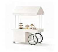 Baraque de Marché, Étal Portable avec Toit et Roulettes Verrouillables, Stand Mobile de Snacks pour Marchés, Foires de Rue, Festivals et Événements(White,55x28x79in/140x70x200cm)