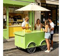 Baraque de Marché Extérieur avec Auvent, Comptoir d'Affichage Alimentaire, Chariot Alimentaire Mobile, Rangement Ouvert Parfait for Marché, Cuisine de Rue & Événements(Green,140cm/55in)